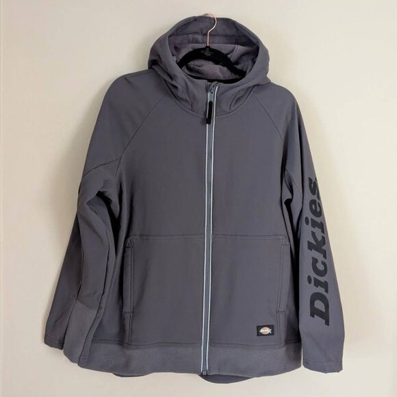 Dickies Performance Gray Womens Protect Soft Shell Hoodie Full Zip Workwear Sz L - Picture 2 of 8